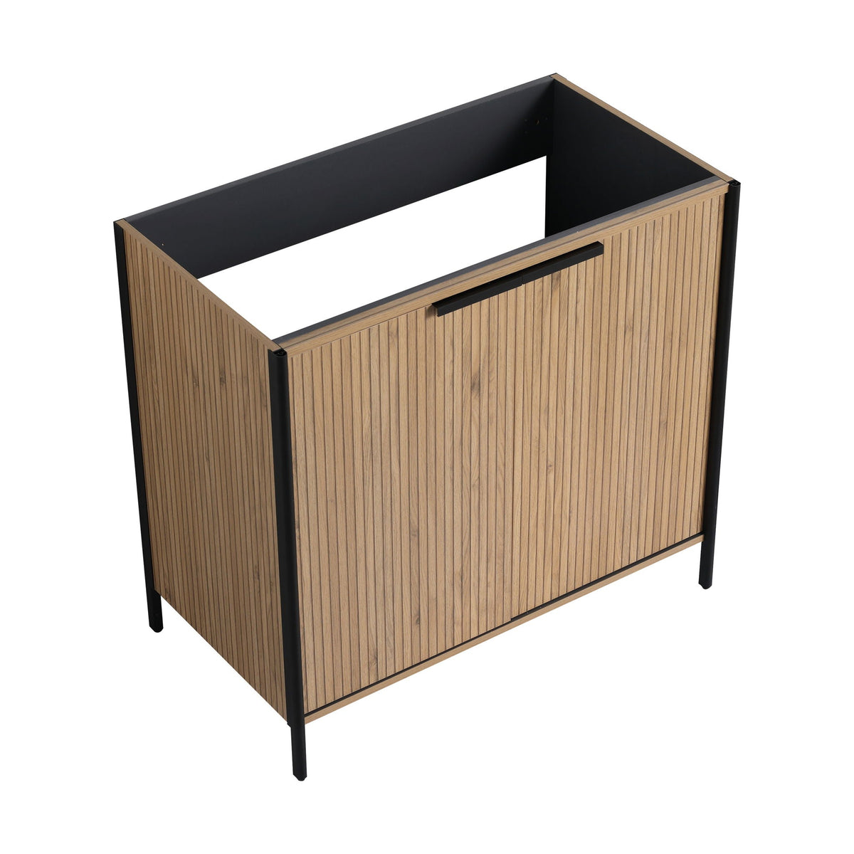 Light Brown Contemporary Freestanding Bathroom Vanity with Adjustable Shelves