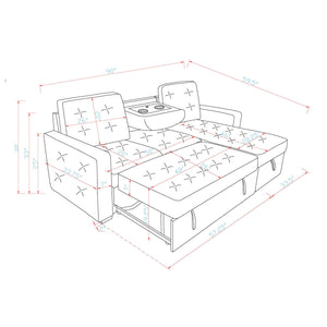Gustavo - Sofa, Pull Out Bed, Storage Chaise, USB And Cup Holders - Beige
