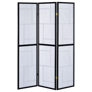 Reese - 3 Panel Room Divider Folding Shoji Screen With Accents - Beige / White