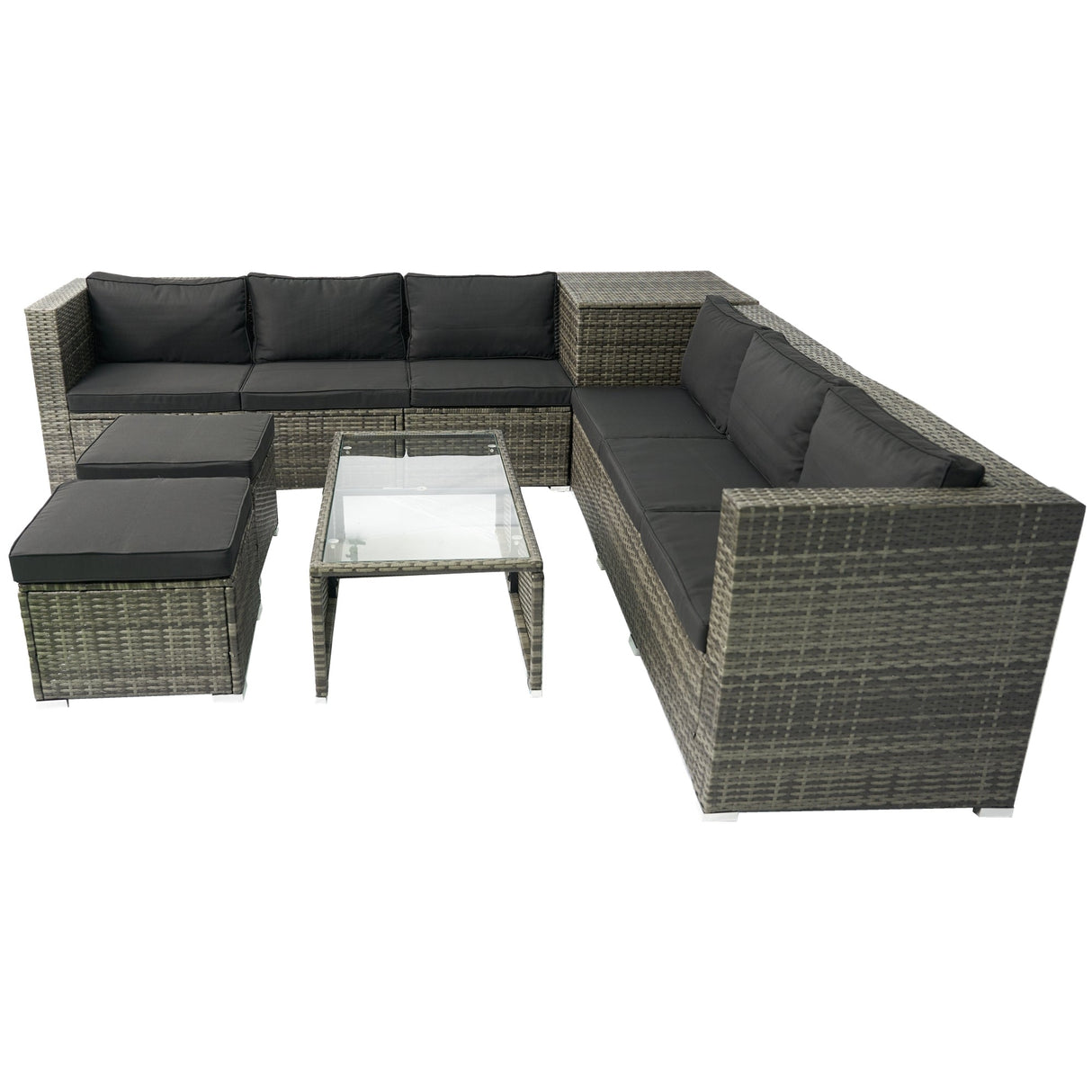 8 Piece Patio Sectional Wicker Rattan Outdoor Sofa Set with Storage Box