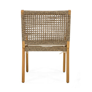 Outdoor Dining Set – Premium Acacia Wood Table & Wicker Chairs
