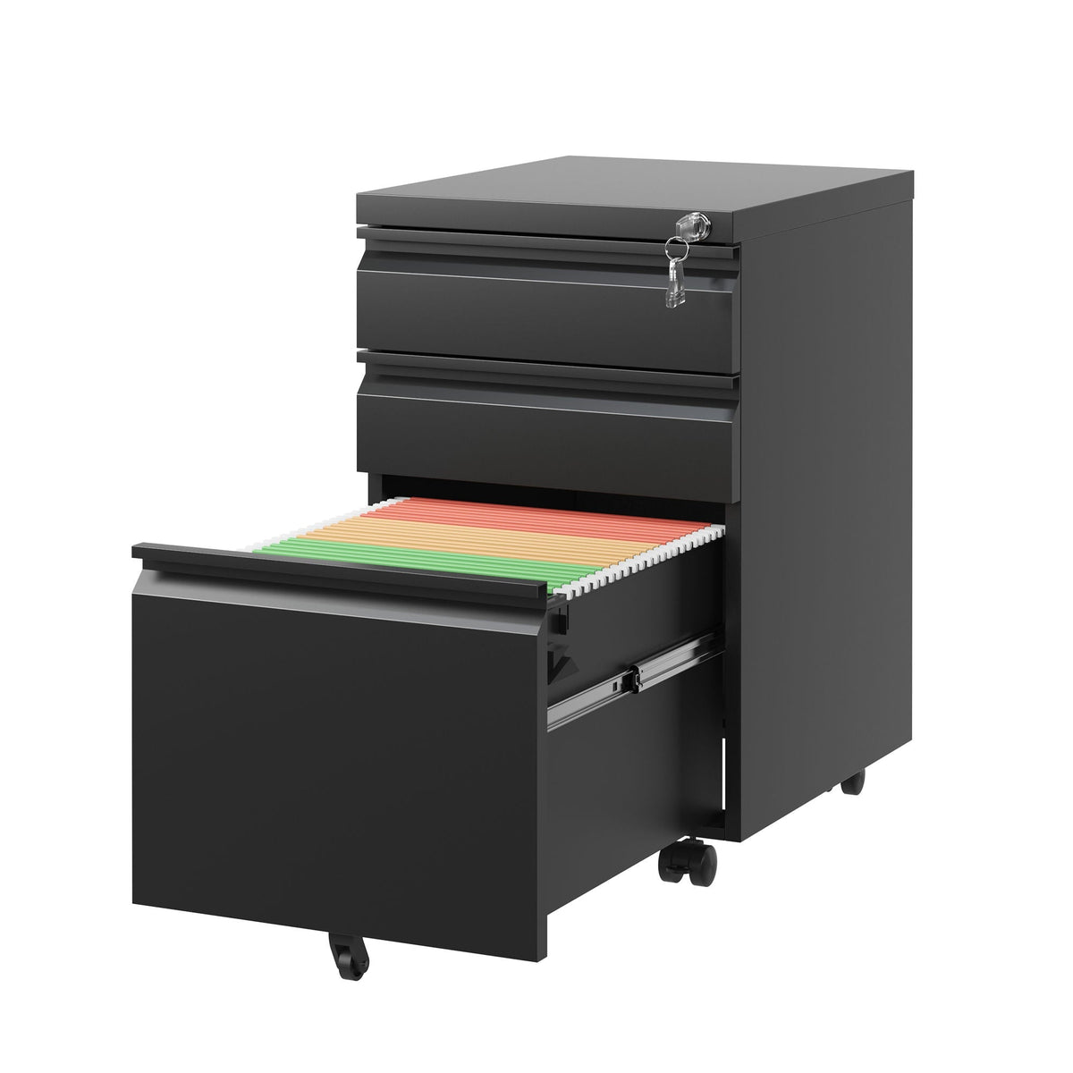 Metal Drawer Mobile File Cabinet With Lock For Home Office Organizer