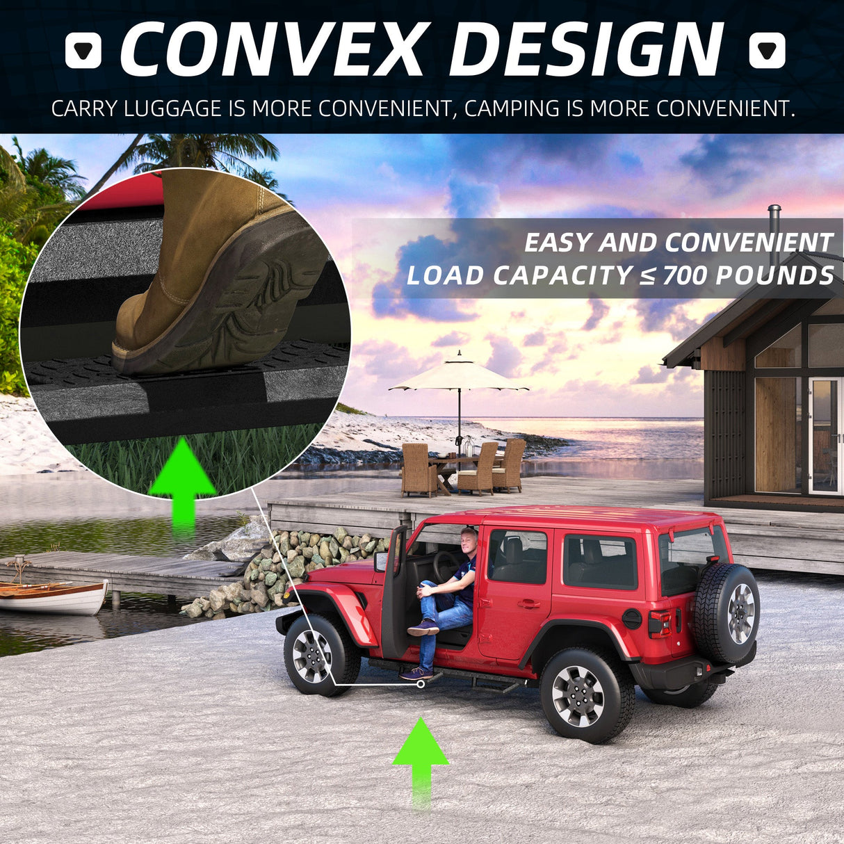 Two Stairs Running Boards Side Steps for Jeep Wrangler JK