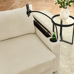 Modern U-Shaped Couch with Storage and Ottomans