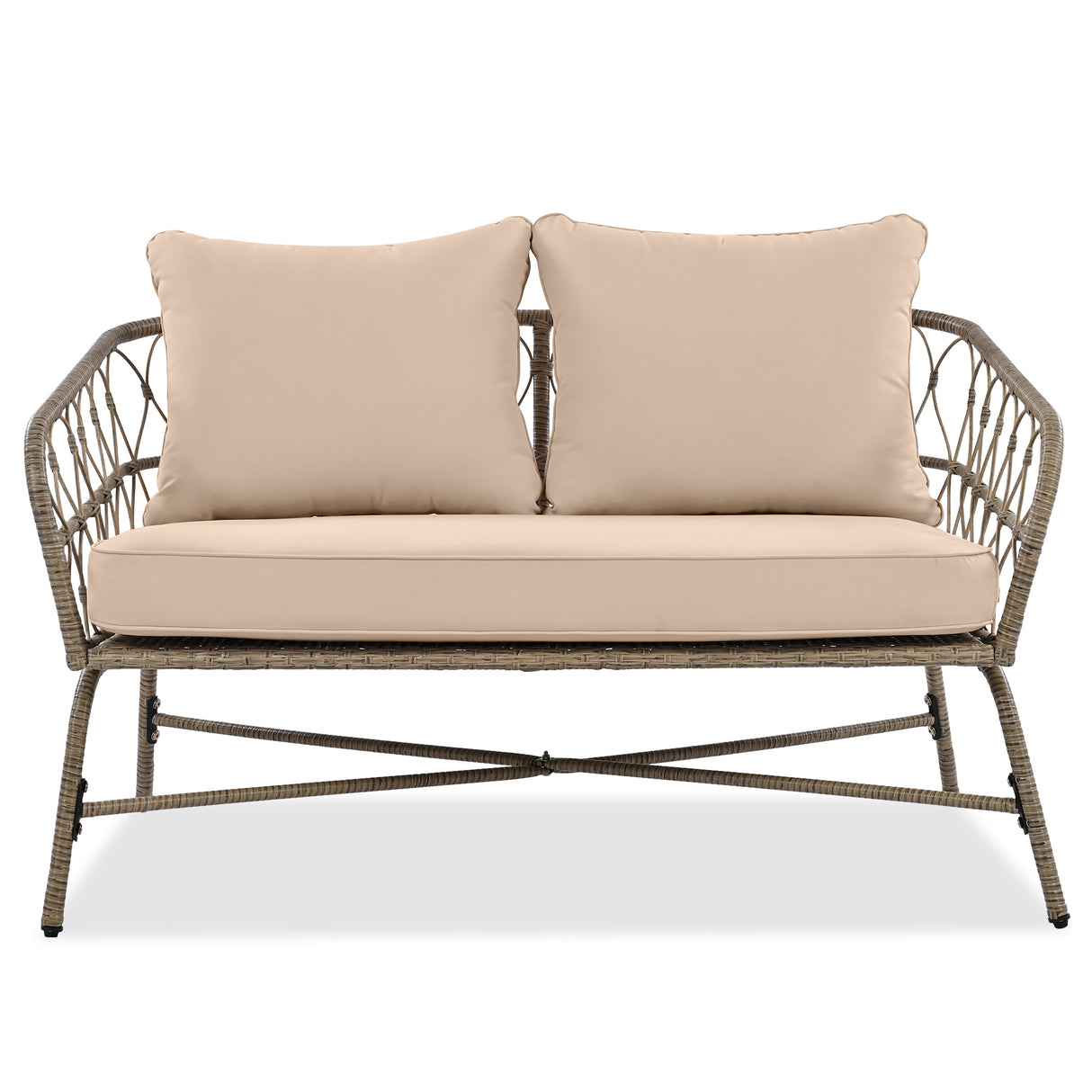 4 Piece Bohemian Wicker Chat Set With Acacia Wood Table