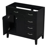 36" Black Bathroom Vanity Base – Freestanding with Cabinet & Drawers - Black