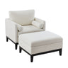 Farmhouse Upholstered Accent Chair With Ottoman, Reversible Lid Coffee Table