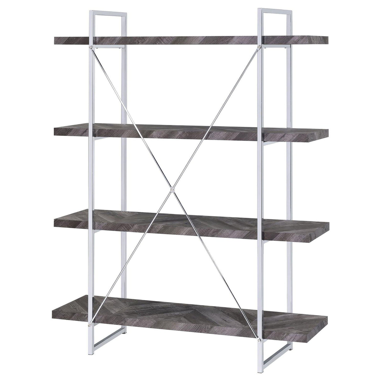 Herringbone - Bookcase With Full Length Shelf - Gray