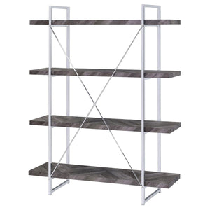 Herringbone - Bookcase With Full Length Shelf - Gray