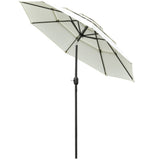 9ft 3 tiers patio umbrella outdoor market umbrella with crank, push button tilt for deck, backyard and lawn, beige