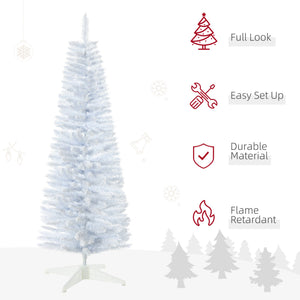 HOMCOM 5' Snow Flocked Artificial Pencil Christmas Tree