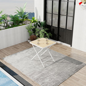 Modern Folding Square Table, Water Proof And Wear Resistant - Apricot / White
