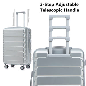 3-Piece ABS Spinner Wheel Luggage Set with Combination Lock - Silver