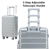 3-Piece ABS Spinner Wheel Luggage Set with Combination Lock - Silver