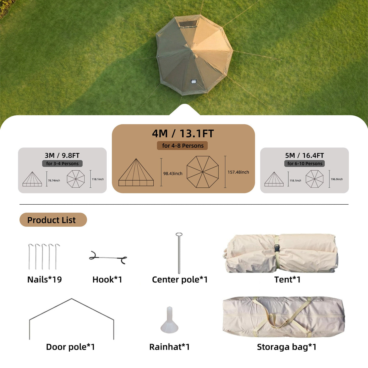4 Season Bell Tent 13.1FT