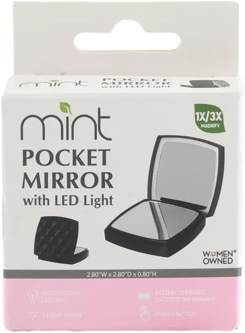 Black 1x/3x Magnifying Rechargeable LED Compact Makeup Mirror