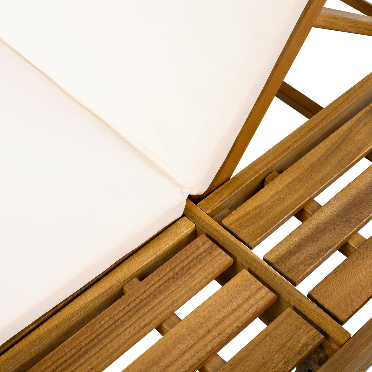 Lounge Chaise Set, Acacia Wood with Water-Resistant Cushions