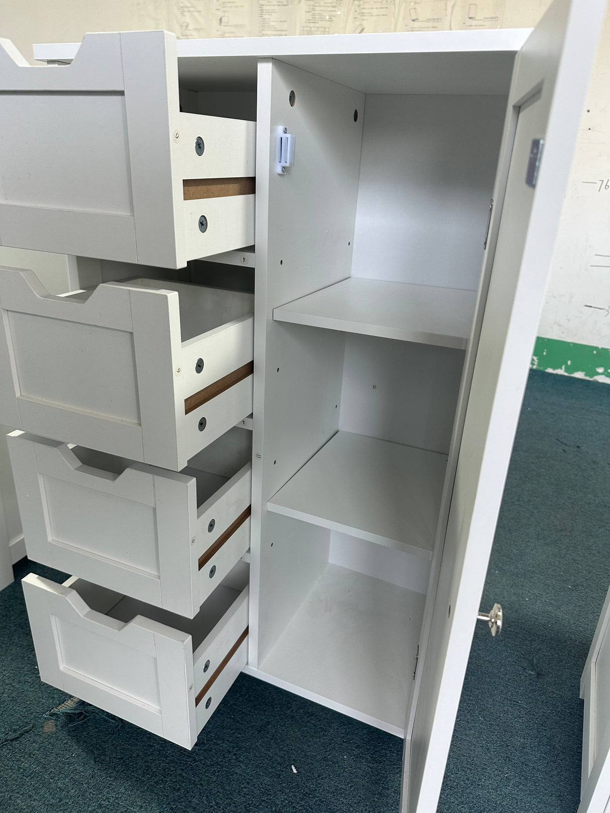 Bathroom Storage Cabinet with 4 Drawers and 1 Door