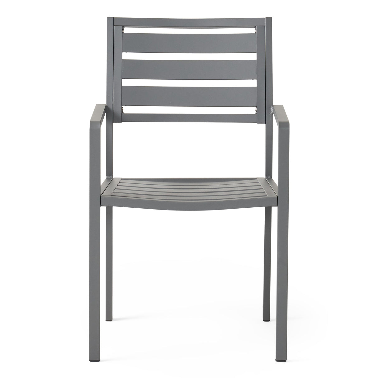 Outdoor Modern Aluminum Dining Chair (Set of 2), Gun Metal Gray