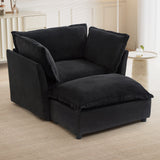 Modern Armchair Sofa 47" Cozy Upholstered Sofa Chair with Movable Ottoman