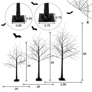 3 Pc Illuminated Halloween Tree with Purple LED Glow