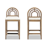 27" Upholstered Counter Stool with Arched Back Wood, Set of 2