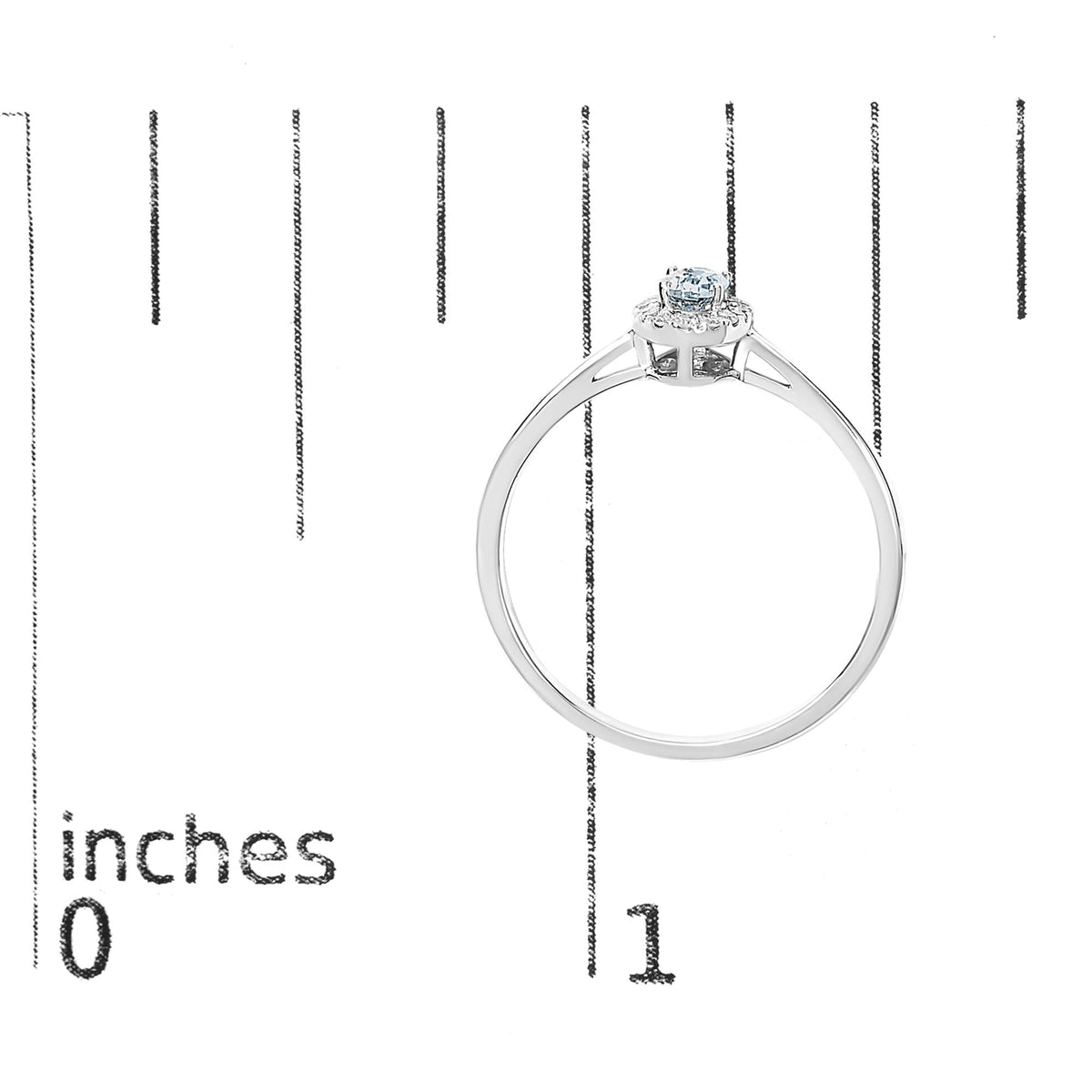 10K White Gold 5X3MM Oval Birthstone and Diamond Accent Halo Ring