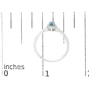 10K White Gold 5X3MM Oval Birthstone and Diamond Accent Halo Ring