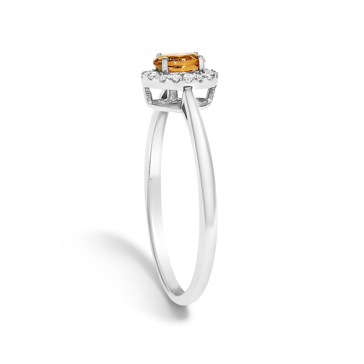 10K White Gold 5X3MM Oval Birthstone and Diamond Accent Halo Ring