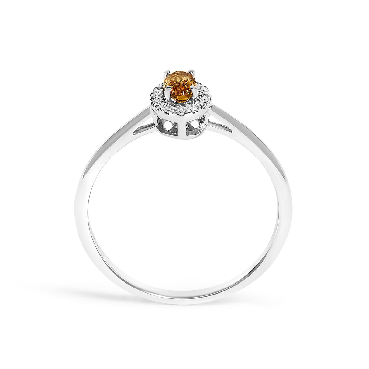 10K White Gold 5X3MM Oval Birthstone and Diamond Accent Halo Ring
