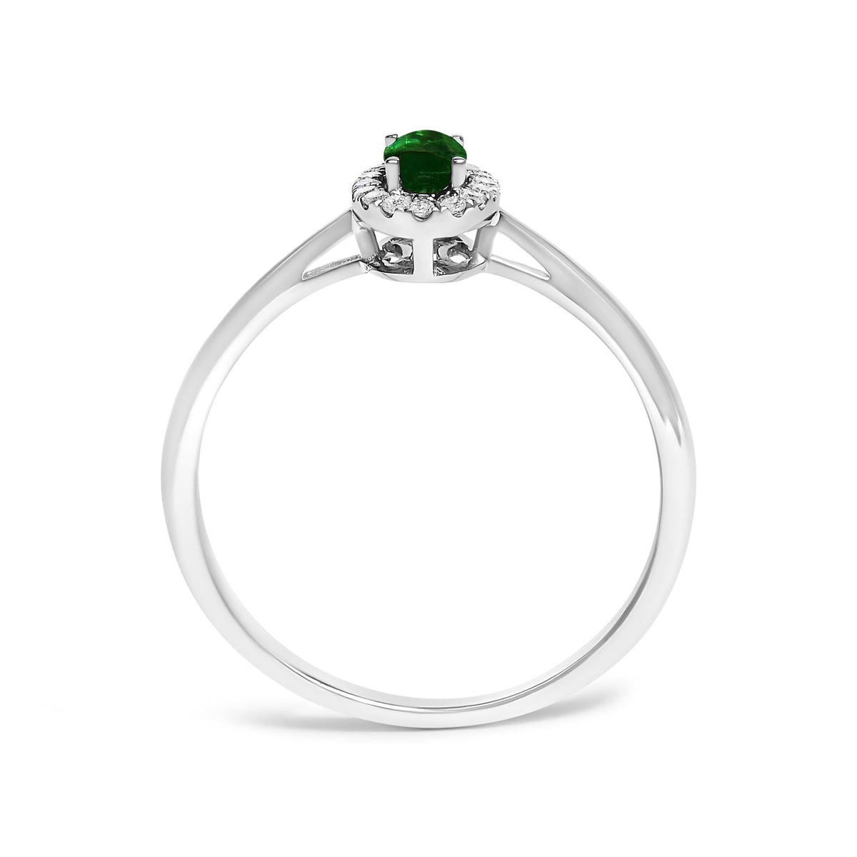 10K White Gold 5X3MM Oval Birthstone and Diamond Accent Halo Ring