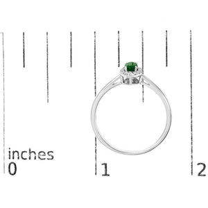 10K White Gold 5X3MM Oval Birthstone and Diamond Accent Halo Ring