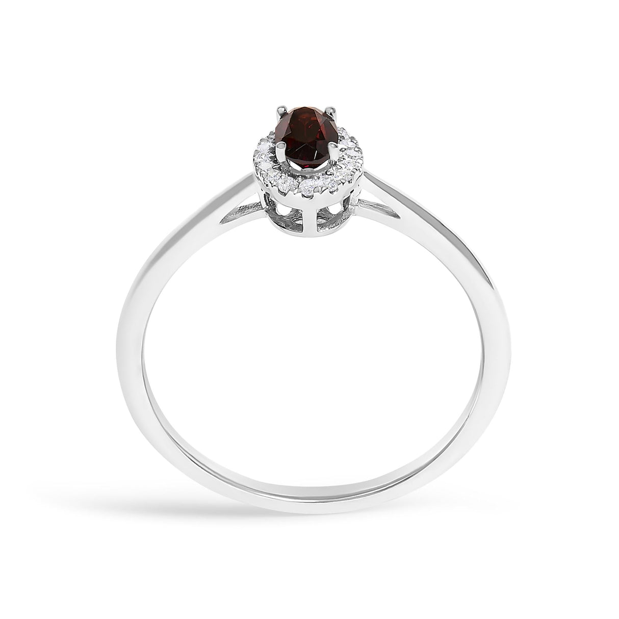 10K White Gold 5X3MM Oval Birthstone and Diamond Accent Halo Ring