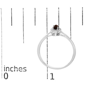 10K White Gold 5X3MM Oval Birthstone and Diamond Accent Halo Ring
