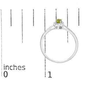 10K White Gold 5X3MM Oval Birthstone and Diamond Accent Halo Ring
