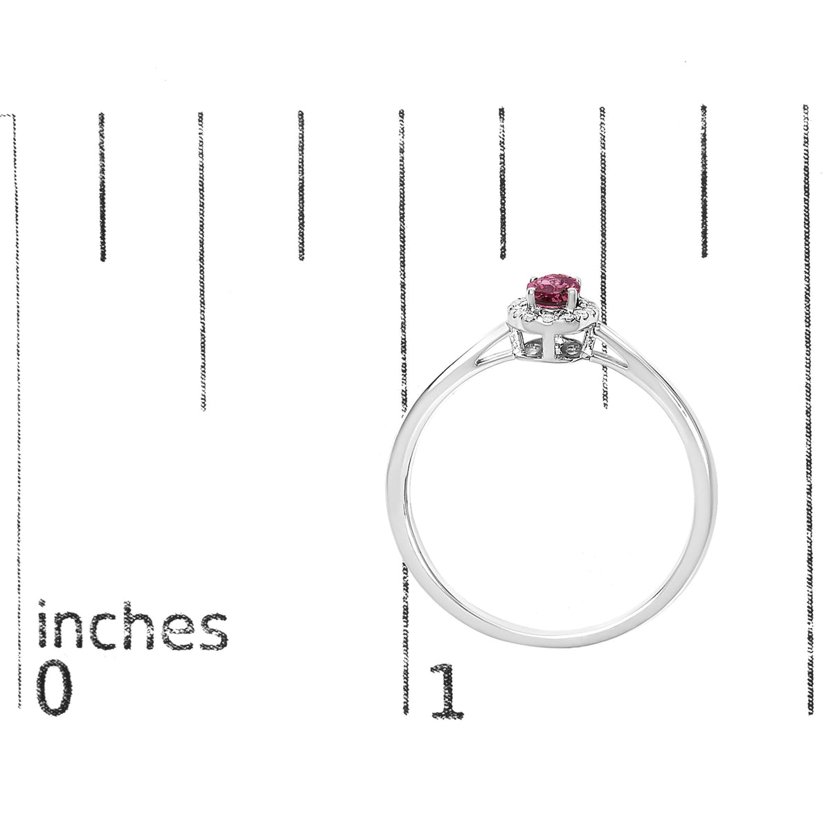10K White Gold 5X3MM Oval Birthstone and Diamond Accent Halo Ring