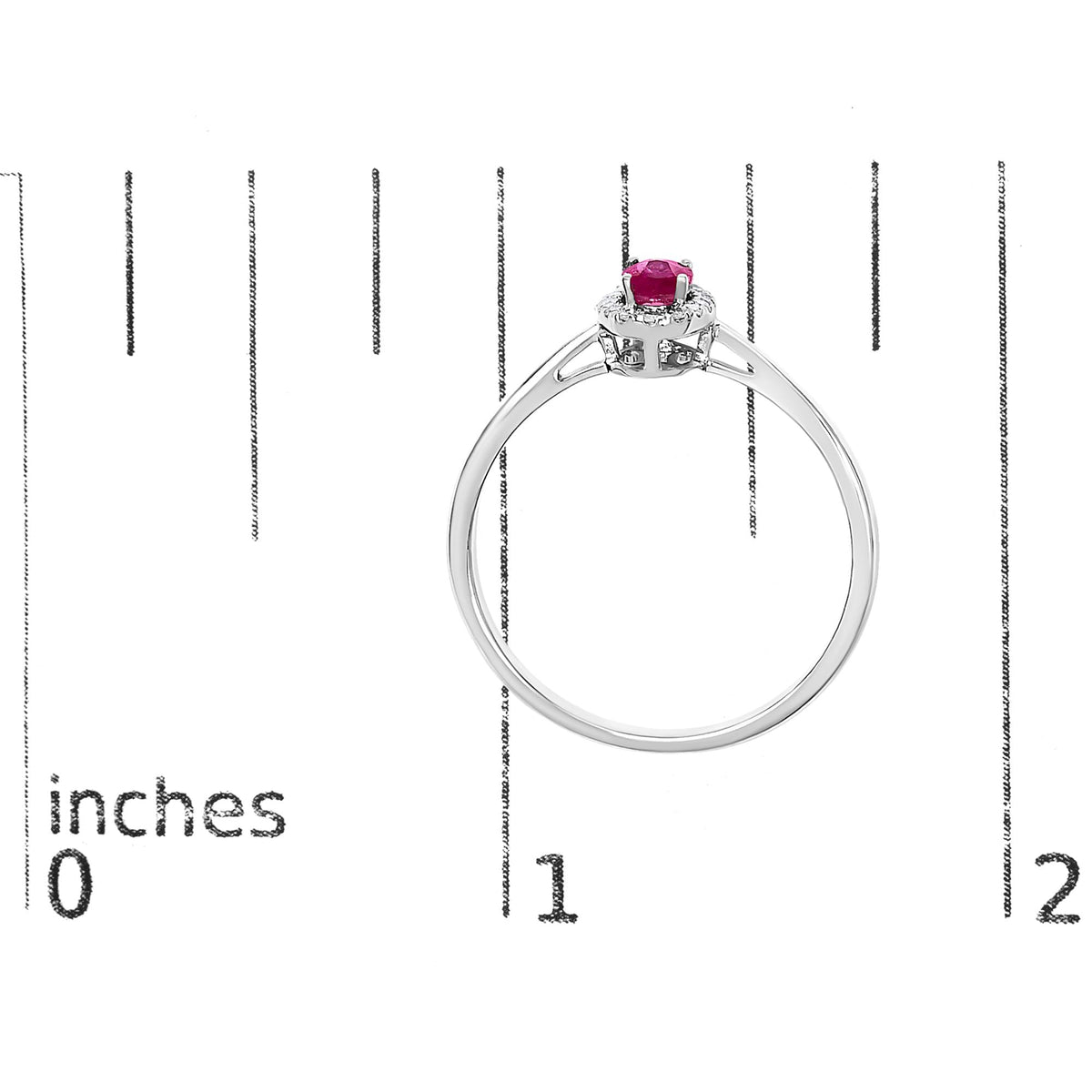 10K White Gold 5X3MM Oval Birthstone and Diamond Accent Halo Ring