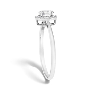10K White Gold 5X3MM Oval Birthstone and Diamond Accent Halo Ring