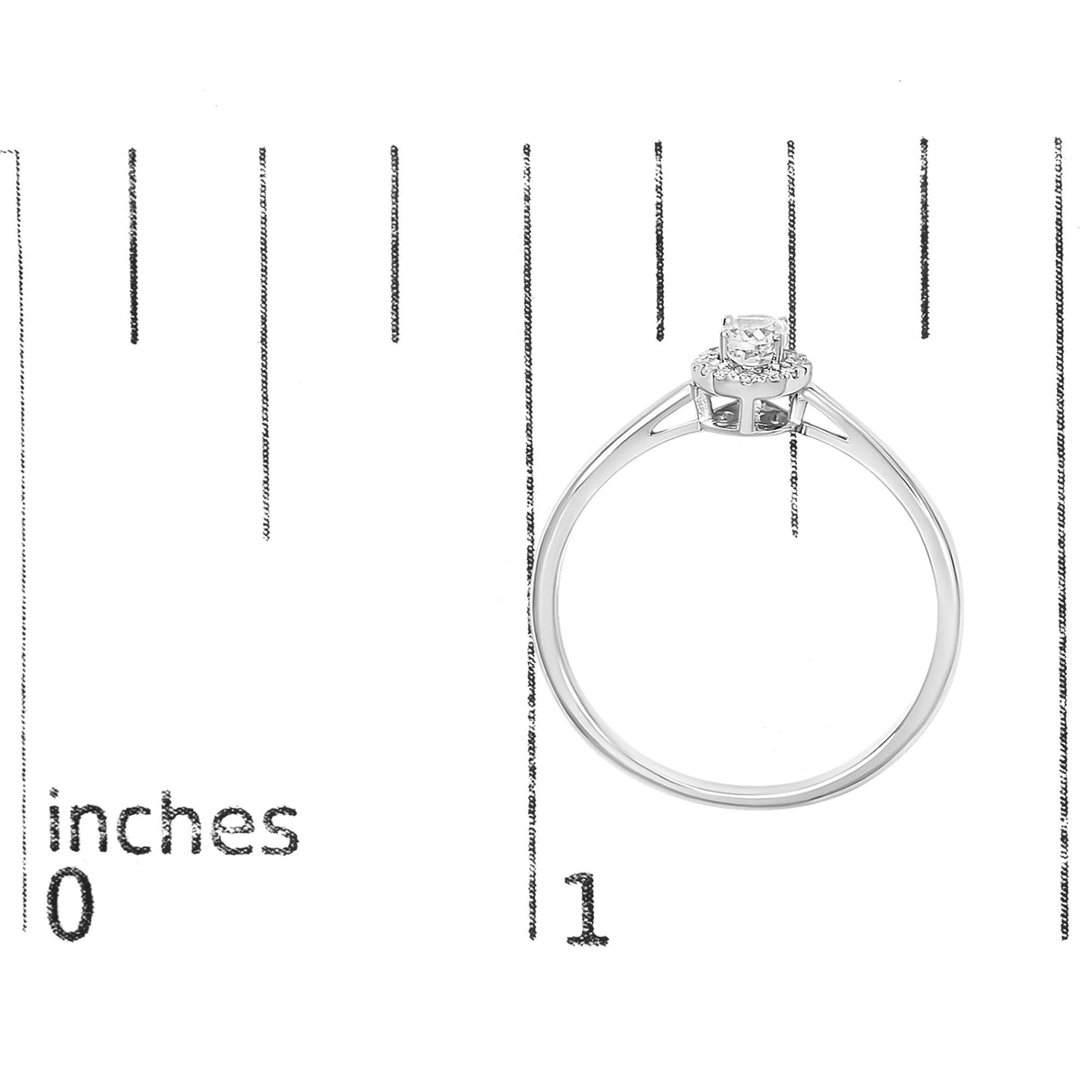 10K White Gold 5X3MM Oval Birthstone and Diamond Accent Halo Ring
