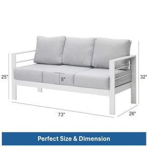 All-Weather Patio Sofa & Cushions, 3 Seat Outdoor Couch