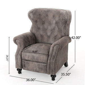 Accented Push Back Recliner Chair With Rolled Arms