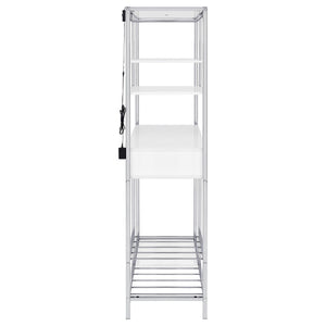 Draper - 5 Shelf LED Wine Cabinet With Pull Out Drawer - Gloss White