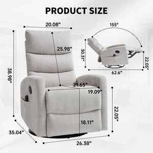 Heat Massage Manual Recliner Chair with Rocker and Swivel