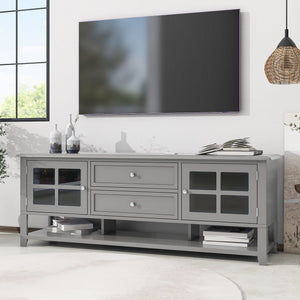 TV Stand, Entertainment Center With Dual Drawers And Hidden Storage, Cabinet With Soft Closing Doors And Sleek Panel Design