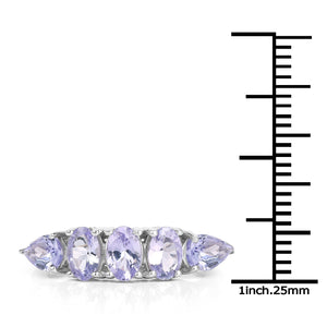 2.33 Carat Genuine Tanzanite .925 Sterling Silver Ring