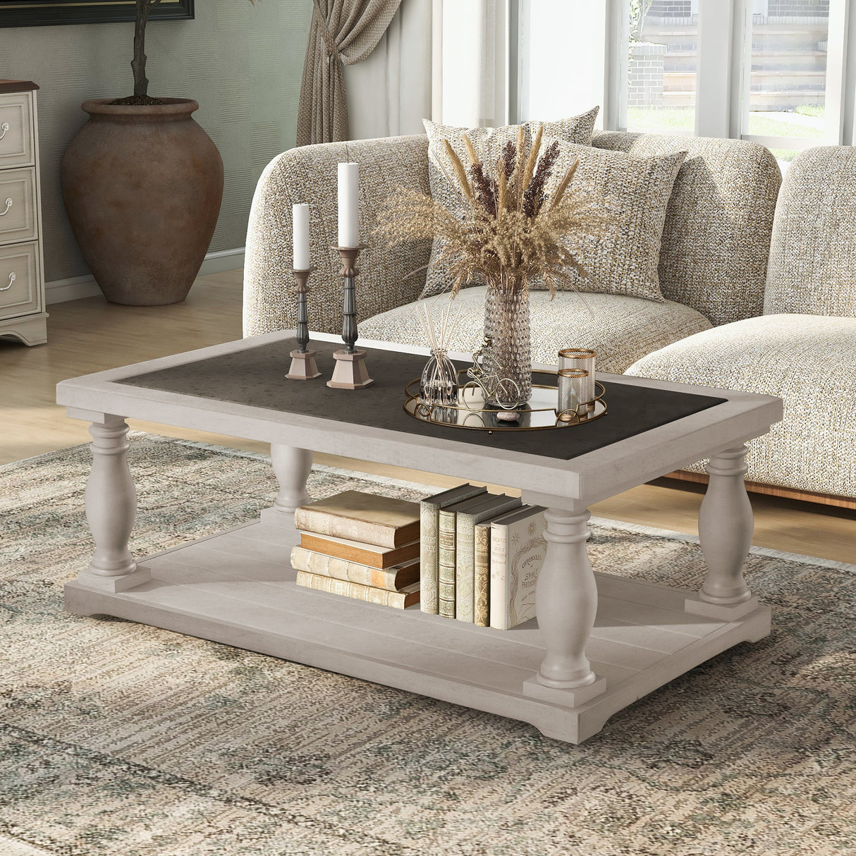 Vibe Haus Farmhouse Rectangular Coffee Table
