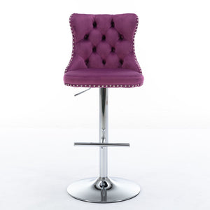 Swivel Barstools Adjusatble Seat Height From 25-33", Modern Upholstered Base Bar Stools With Backs Comfortable Tufted For Home Pub And Kitchen Island (Set of 2)