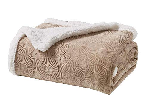 Decor&More Bon Iver Collection Extra Soft Bursting Fireworks Embossed Microplush Throw Blanket with Sherpa Backing (50" x 60")
