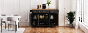 K&K 54 Inch Large Kitchen Island with Rubber Wood Drop Leaf