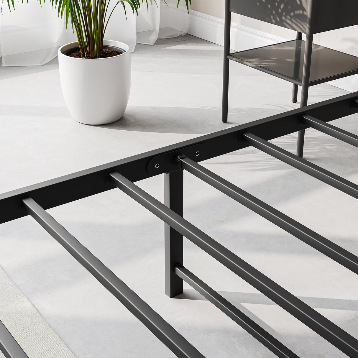 Full Size Bed Frame with Storage Headboard and Charging Station